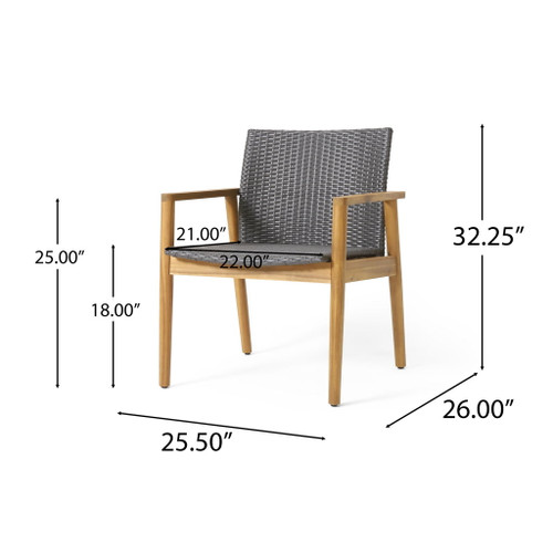 Tranquilize - Outdoor Wooden Club Chair With Woven Wicker Seat And Back (Set of 2) - Light Brown