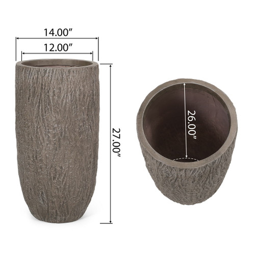 Magnesium Oxide Planter For Outdoor Use - Natural Wood