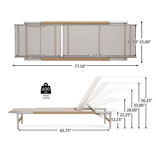 Hargrove - Outdoor Patio Aluminum Chaise Lounge (Set of 2) - Natural / Silver