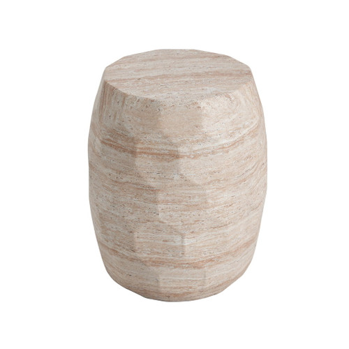 Travertine Lightweight Concrete Side Table For Indoor / Outdoor Use - Beige