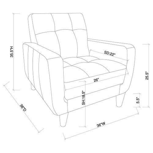 Track Arm Accent Chair With Tufted Upholstery - Black