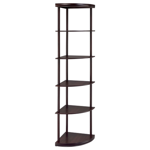 Corner Bookcase With 5 Shelves, Compact Design For Living Room - Cappuccino