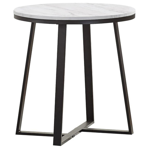 Round End Table With Base, Living Room Furniture - White