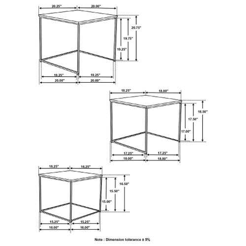 3 Piece Nesting Design Table Set - Brown
