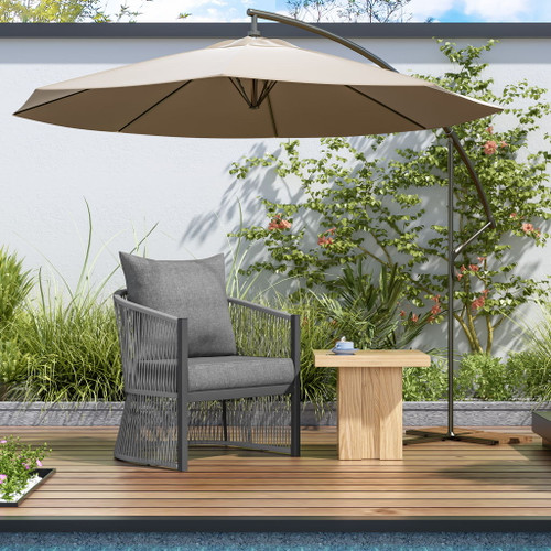 Modern Curved Aluminum Lounge Chair With Stylish Rope Weave Design And Cushioned Comfort For Outdoor