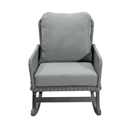Contemporary Minimalist Wicker Rocking Chair With Soft Cushions And Durable Wooden Frame