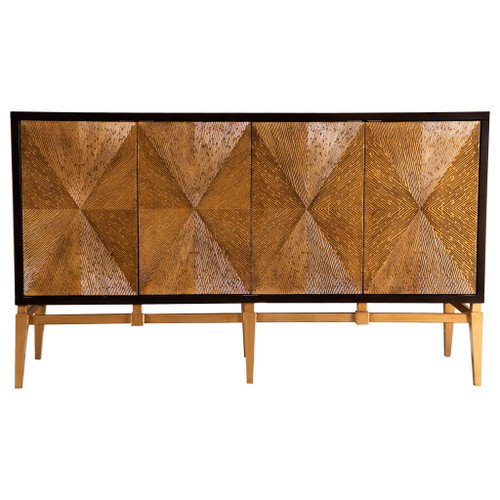 Capri - 4 Door Accent Cabinet - Brown / Gold