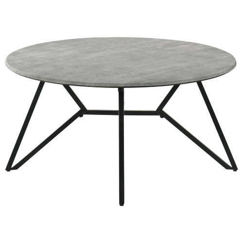 Travis - Round Top Coffee Table With Hairpin Legs - Gray / Black