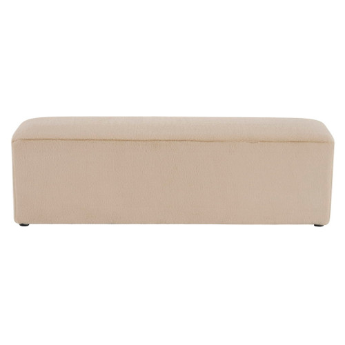 Long Plush Ottoman, Simple Footstool And Seat For Home Use - Almond