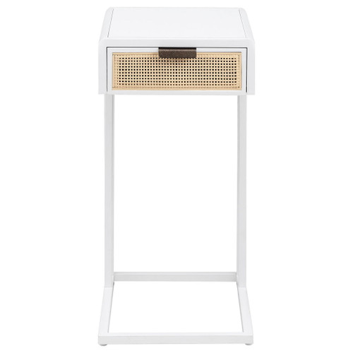 Kenneth - C Shape Side Table With Single Drawer - White