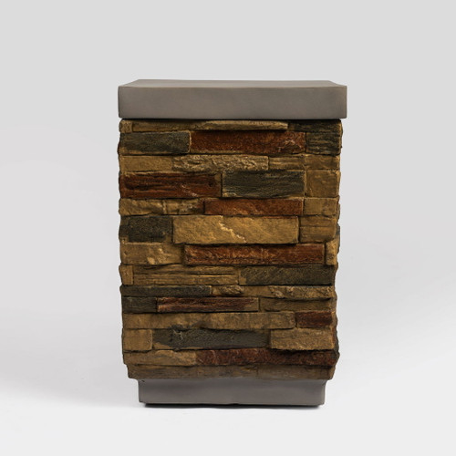 Outdoor Propane Tank Holder Fire Pit Cover Side Table - Sandstone