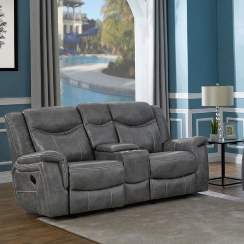 Carmen - Cool Motion Loveseat With Storage, With Reclining Function And Built In Storage - Gray