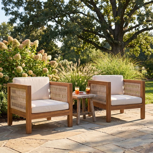 Outdoor Club Chair & Rope Arm And Cushions