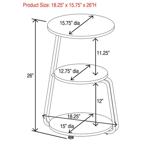 Dixon - 3 Tier Round Accent Side Table With Slim Legs - White / Black