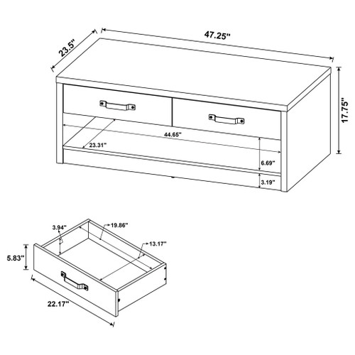 Nuberg - 2 Drawer Coffee Table Rectangular Design - Gray