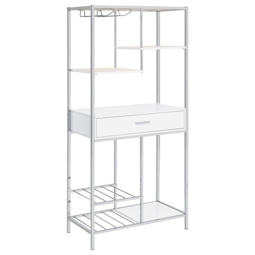 Draper - 5 Shelf LED Wine Cabinet With Pull Out Drawer - Gloss White