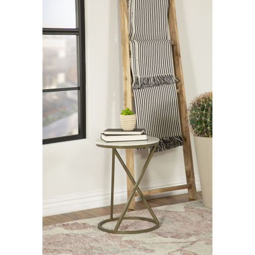 Balboa - Round Accent Side Table With Sculptural Base - White