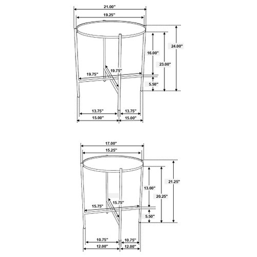 Genevieve - 2 Piece Round Nesting Table - Gold