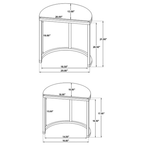 Allura - 2 Piece Demilune Nesting Table Set - Black