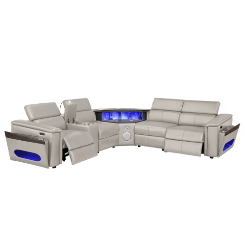 Nova - Sectional With Bluetooth Speaker, LED And Lifting Wine Cabinet