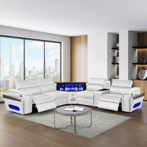 Nova - Sectional With Bluetooth Speaker, LED And Lifting Wine Cabinet