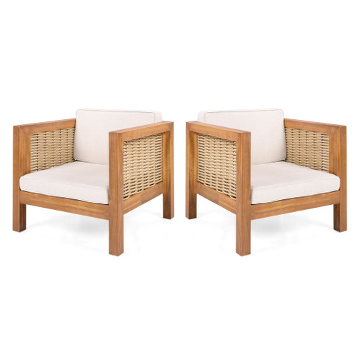 Outdoor Club Chair With Wicker Armrest