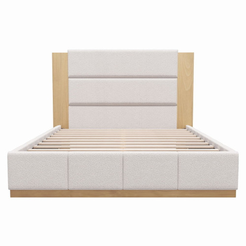 Modern Upholstered Platform Bed With Extended Headboard