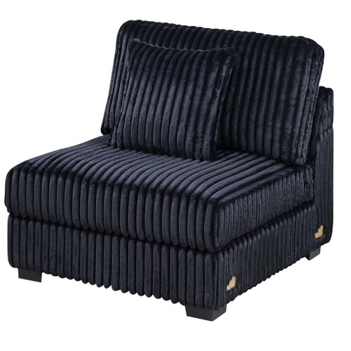 Armless Chair With Pillow, Living Room Furniture, Soft Upholstered - Black
