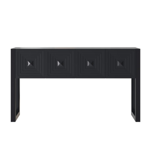 Geometric Carved Console Table With 3 Soft Close Drawers