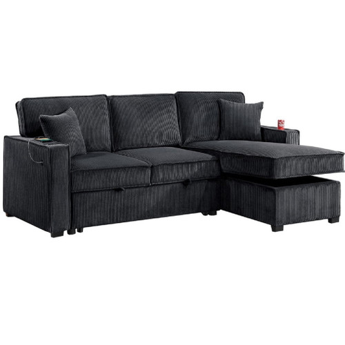 Convertible Sectional With USB / USB - C Port, Storage Chaise, Pull-Out Bed
