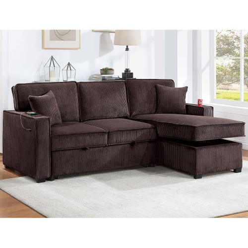 Convertible Sectional With USB / USB - C Port, Storage Chaise, Pull-Out Bed