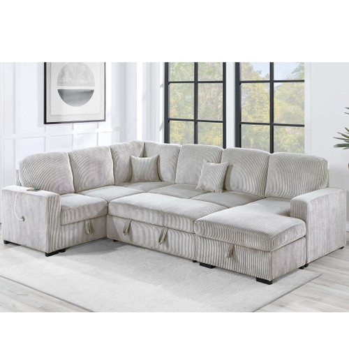 Modern Design Convertible Sectional Storage Bed With USB Port
