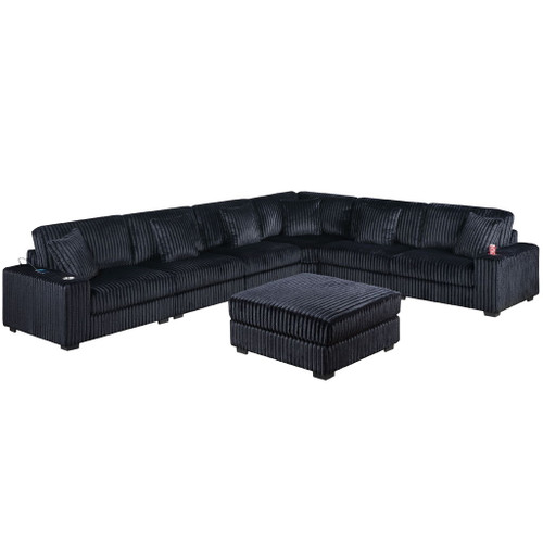 Contemporary Style Modular Sectional Sofa Set With USB, Cup Holder