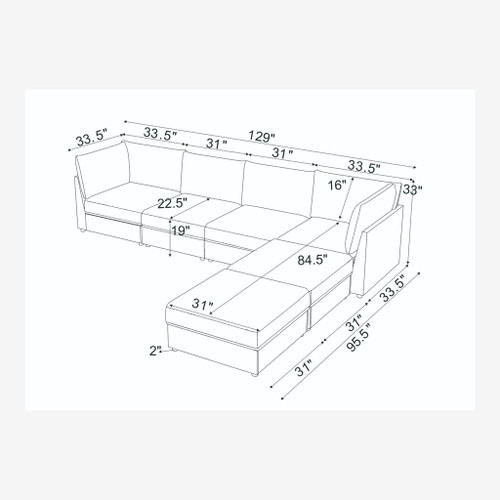 Modern Reversible Modular Sectional