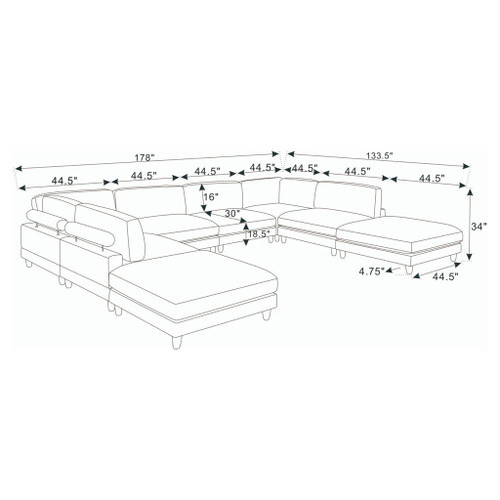 Modern Modular Sectional With Adjustable Back Support