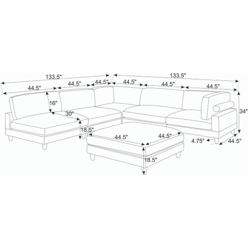 Modern Modular Sectional With Adjustable Back Support