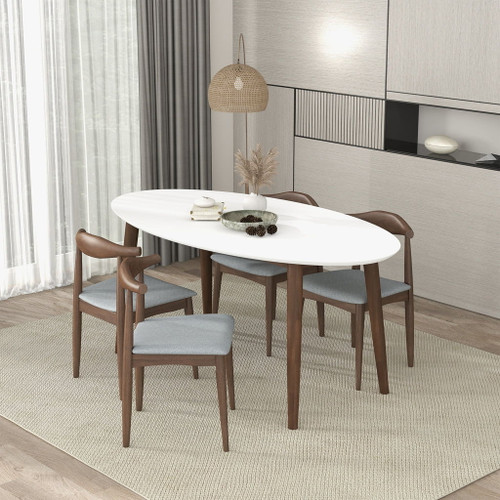 Ada - Oval Dining Table And 4 Side Chairs - White