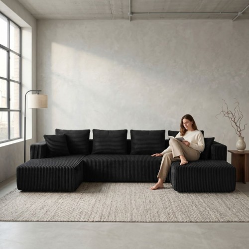 U-Shaped Modular Sectional Sofa With Double Chaise, Oversized Deep Seat For Living Room
