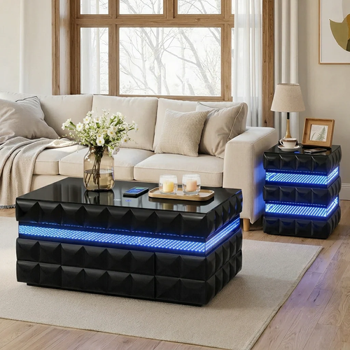 Alix Black Smart Coffee Table & End Table by New Era Innovations