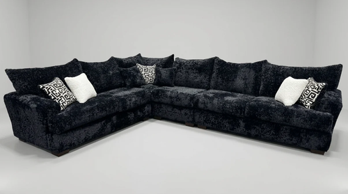 Rizz Black 4PC Sectional in Fabric