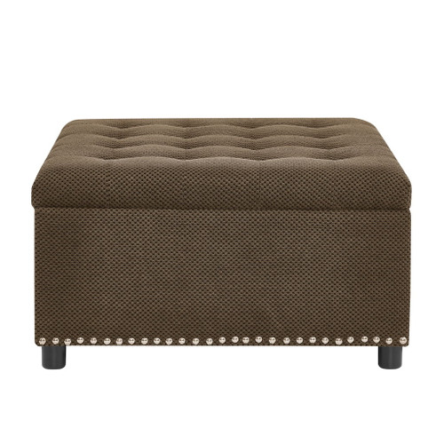 Square Tufted Storage Ottoman With Nailhead Trim