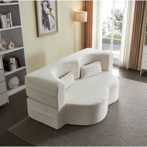 Floor Convertible Sleeper Sofa Bed With 2 Pillows