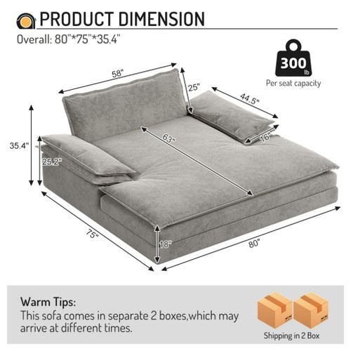 Modern Oversized Double Chaise Lounge Chair