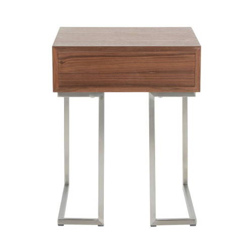 Roman - End Table - Walnut Wood And Stainless Steel
