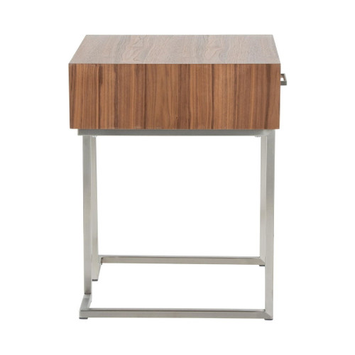 Roman - End Table - Walnut Wood And Stainless Steel