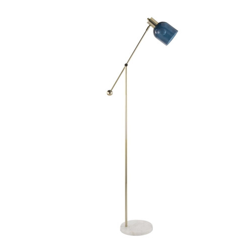 Marcel - Floor Lamp - White Marble, Gold Metal And Blue Glass