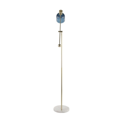 Marcel - Floor Lamp - White Marble, Gold Metal And Blue Glass