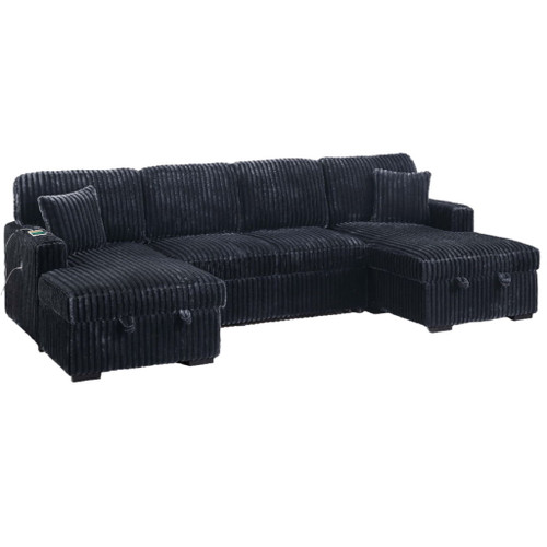 Convertible Sectional Upholstered Sleeper Sofa With Storage Chaise