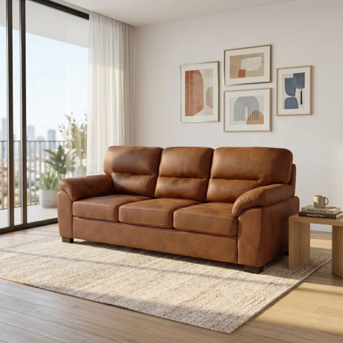 3 Seater Sofa With Padded Armrests And Triangular Leg