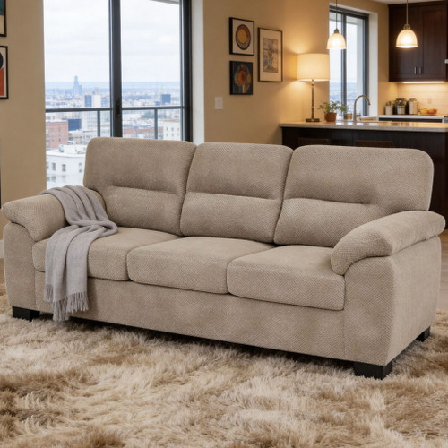 3 Seater Sofa With Padded Armrests And Triangular Leg